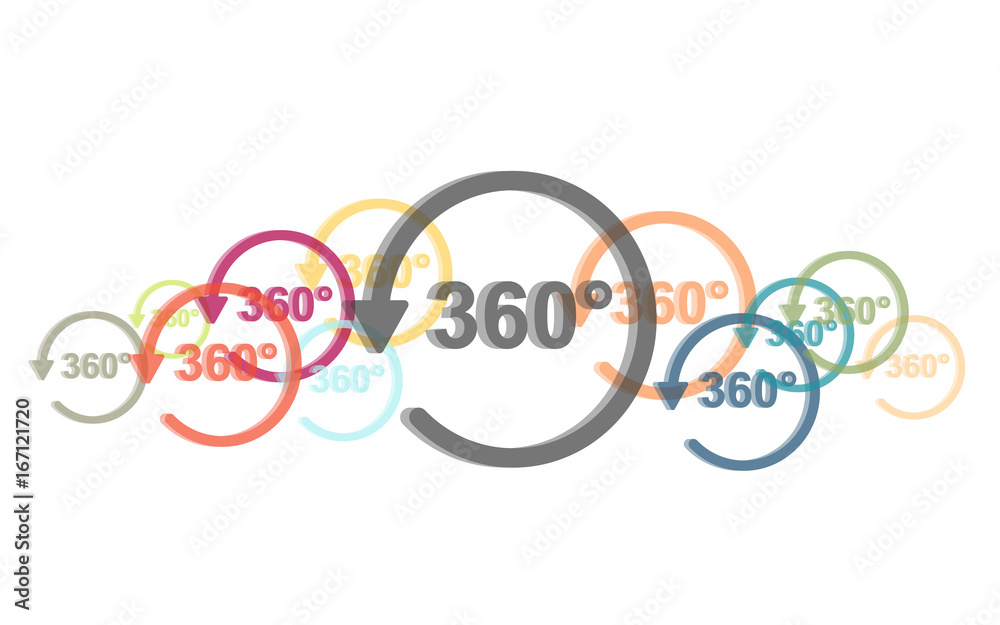 Viele bunte runde 360°-Symbole Viele bunte runde 360°-Symbole