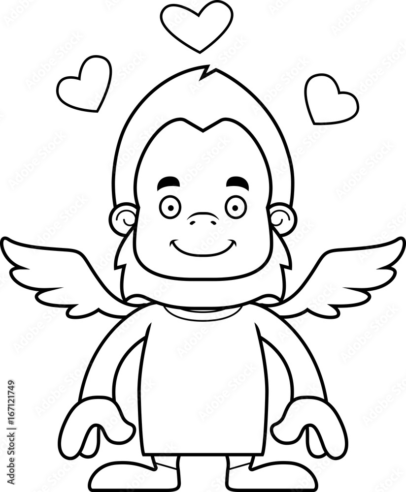 Obraz premium Cartoon Smiling Cupid Sasquatch