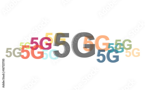 Viele bunte 5G-Symbole