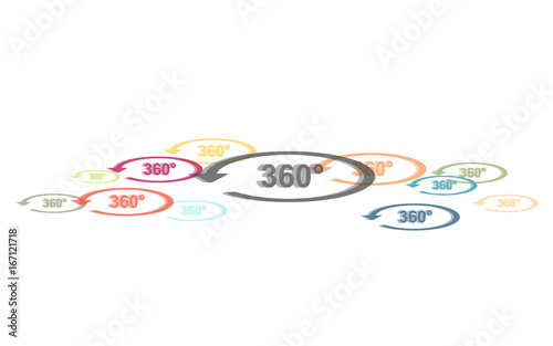 Viele bunte 360°-Symbole