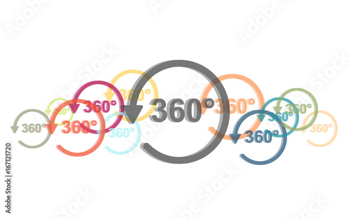 Viele bunte runde 360°-Symbole