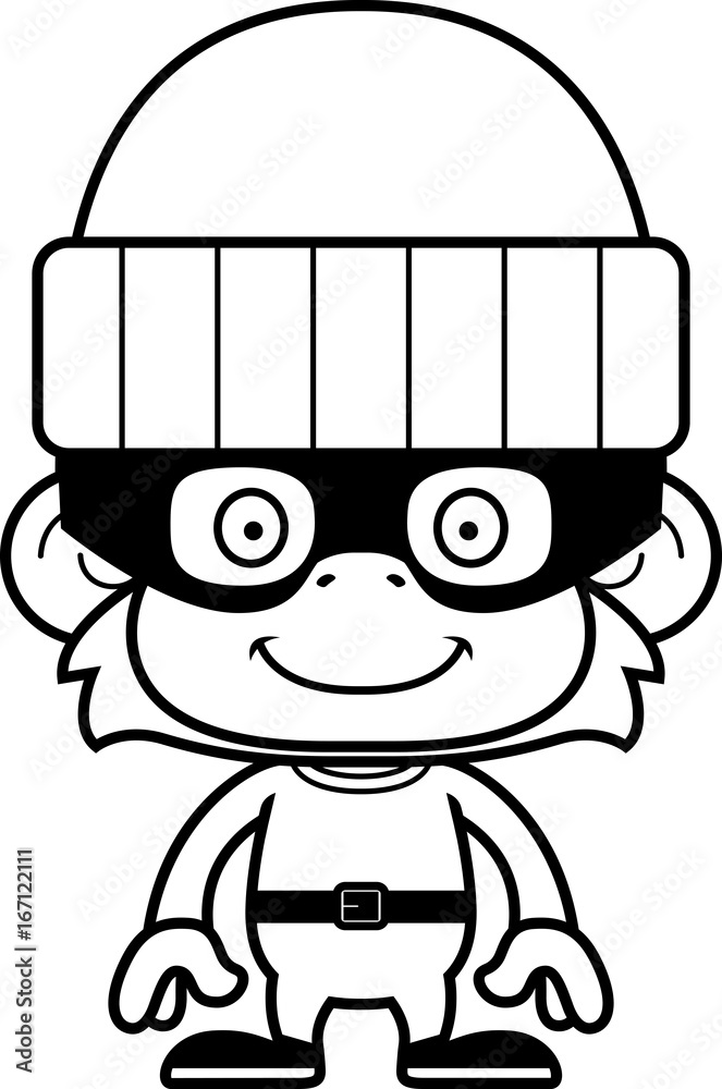 Cartoon Smiling Thief Monkey