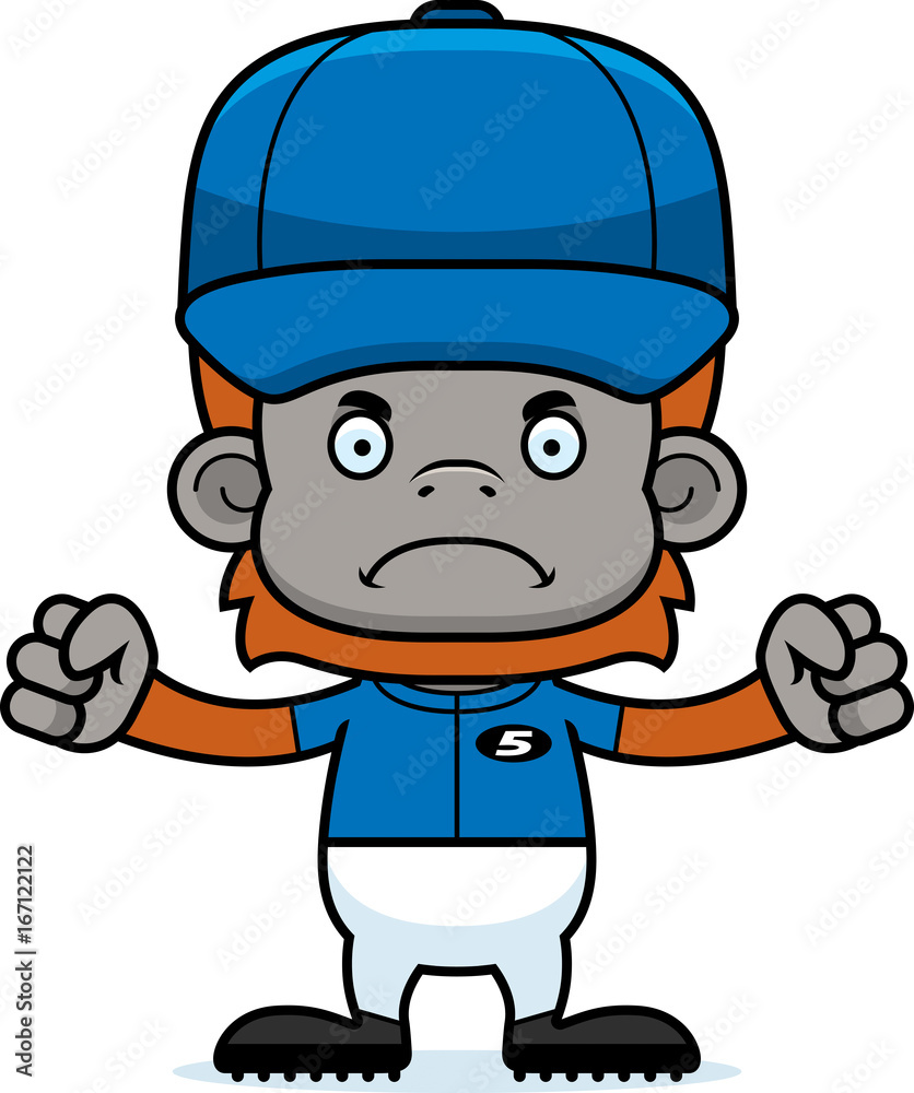 Cartoon Angry Baseball Player Orangutan