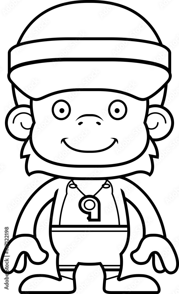 Cartoon Smiling Lifeguard Orangutan Cartoon Smiling Lifeguard Orangutan
