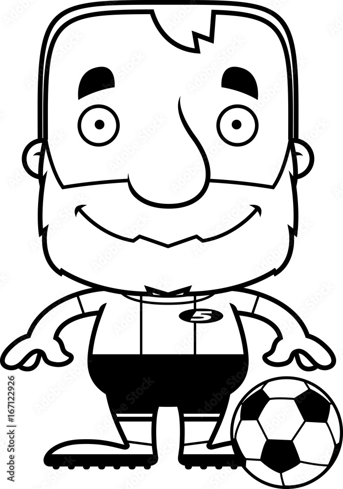Cartoon Smiling Soccer Player Man