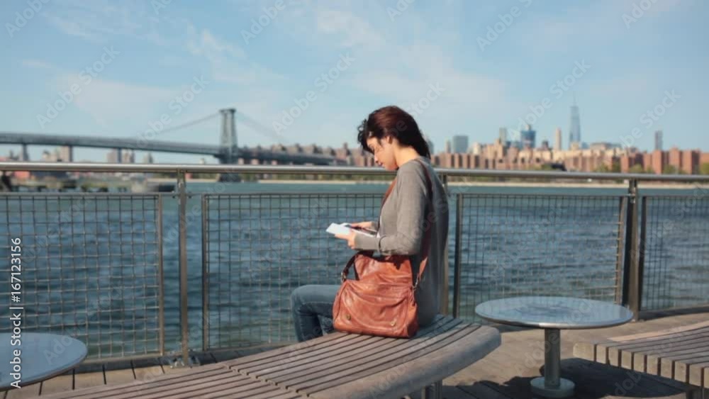 Young Beautiful Businesswoman in Brooklyn . New York City US Young Beautiful Businesswoman in Brooklyn . New York City US