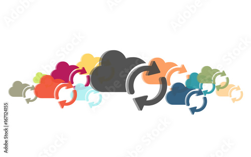 Viele bunte Synchronisierungs-Symbole