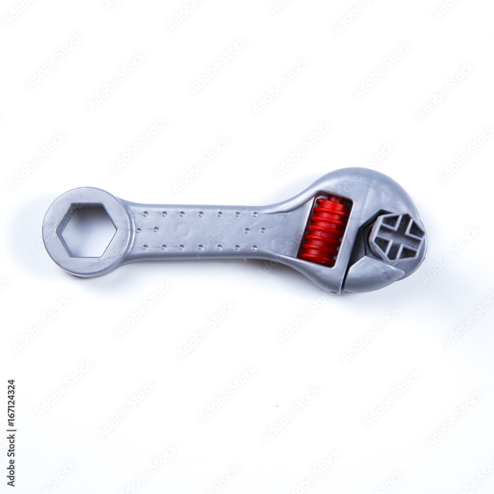 Kids construction toys tools , plastic gray and red toy adjustable wrench Kids construction toys tools , plastic gray and red toy adjustable wrench