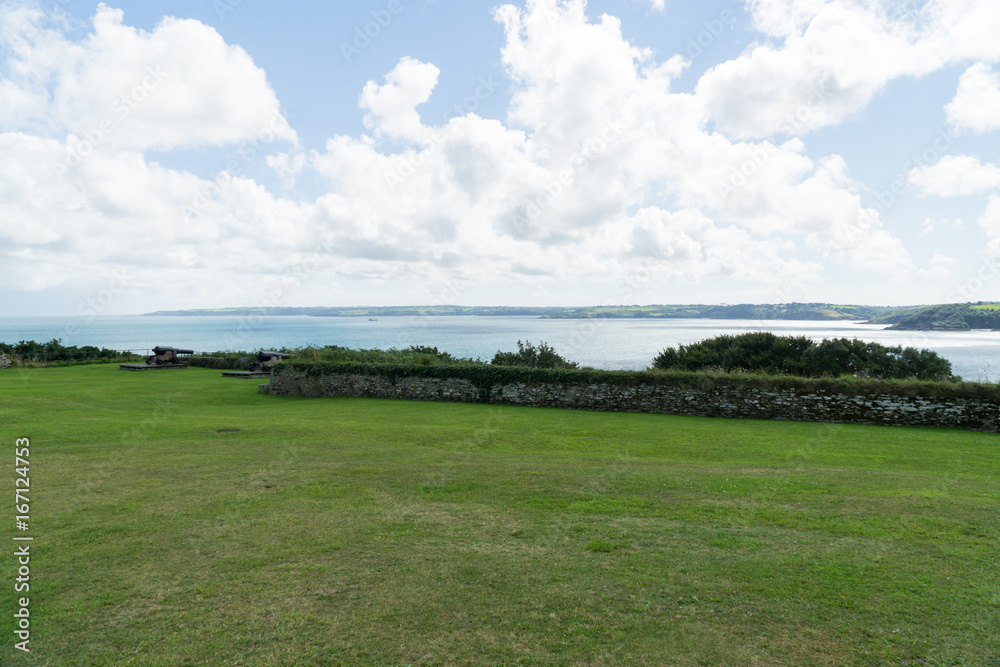 Coastline in Cornwall in the summertime with ocean views Coastline in Cornwall in the summertime with ocean views