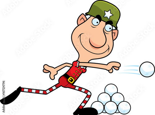 Cartoon Christmas Elf Snowball Fight