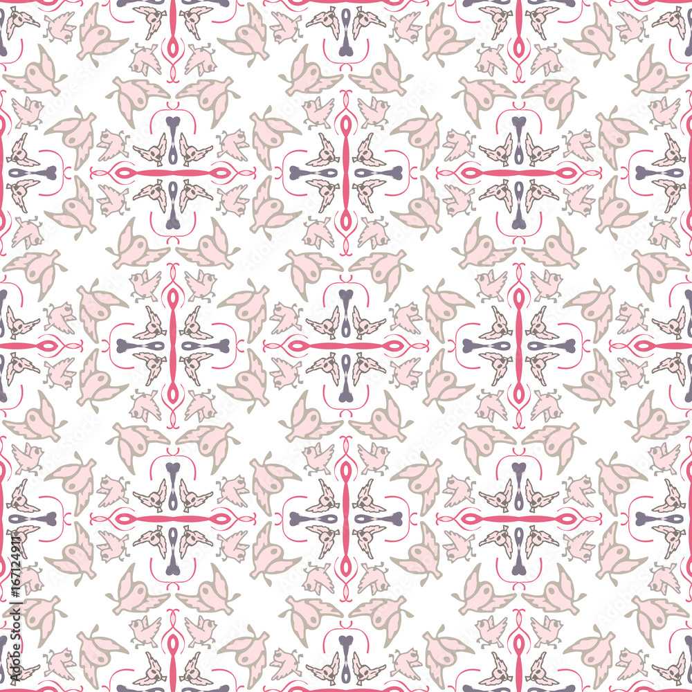 Abstract geometric seamless pattern with birds. Abstract geometric seamless pattern with birds.