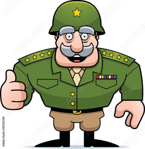 Canvas Print Cartoon Military General Thumbs Up