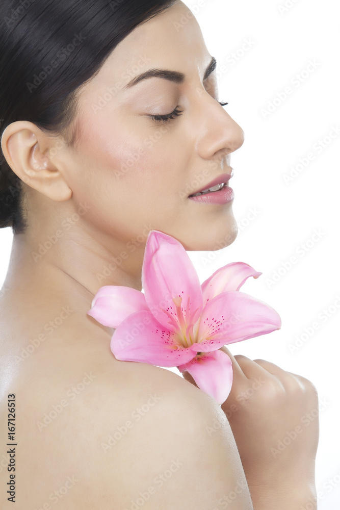 Beautiful woman with a flower Beautiful woman with a flower