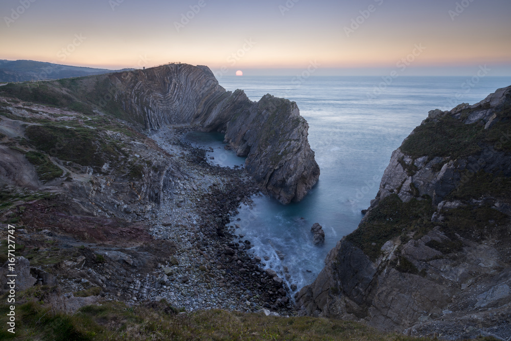 Stair Hole and Lulworth Cove in Dorset.