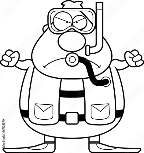 Cartoon Scuba Diver Angry
