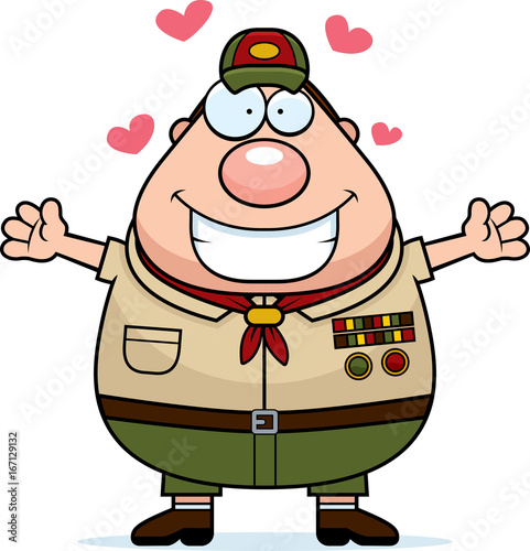 Cartoon Scoutmaster Hug