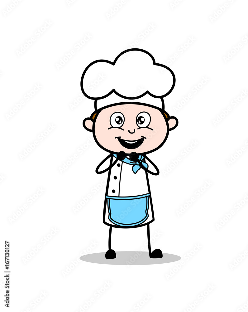 Cartoon Surprised Chef Smiling Vector Illustration