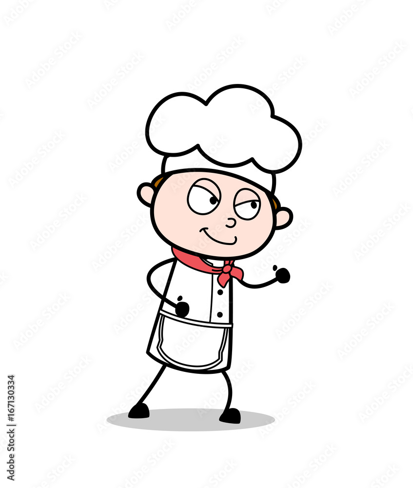Cartoon Chef Walking with Cunning Smile Vector Illustration Cartoon Chef Walking with Cunning Smile Vector Illustration