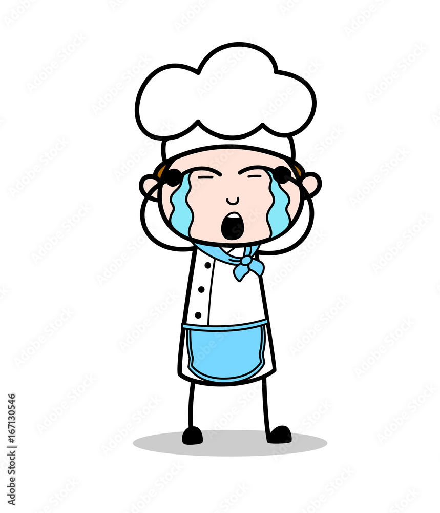 Cartoon Chef Crying Face Vector Illustration Cartoon Chef Crying Face Vector Illustration