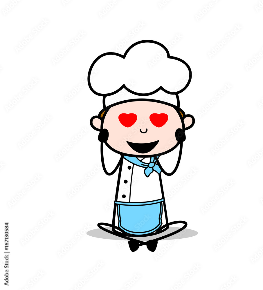 Cartoon Funny Chef Falling in Love Vector Illustration Cartoon Funny Chef Falling in Love Vector Illustration