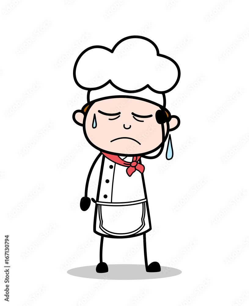 Cartoon Chef Upset and Crying Vector Illustration