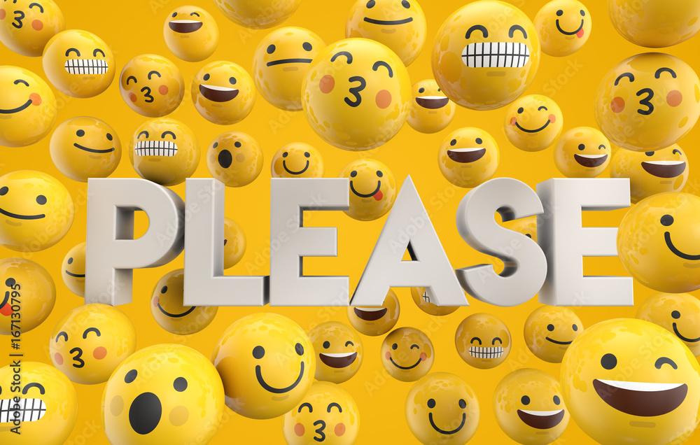 Set of emoji emoticon character faces with the word Please, 3D Rendering  Stock Illustration | Adobe Stock