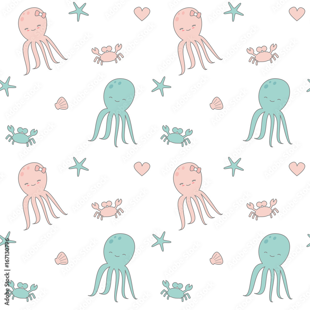 cute cartoon seamless vector pattern background illustration with ...