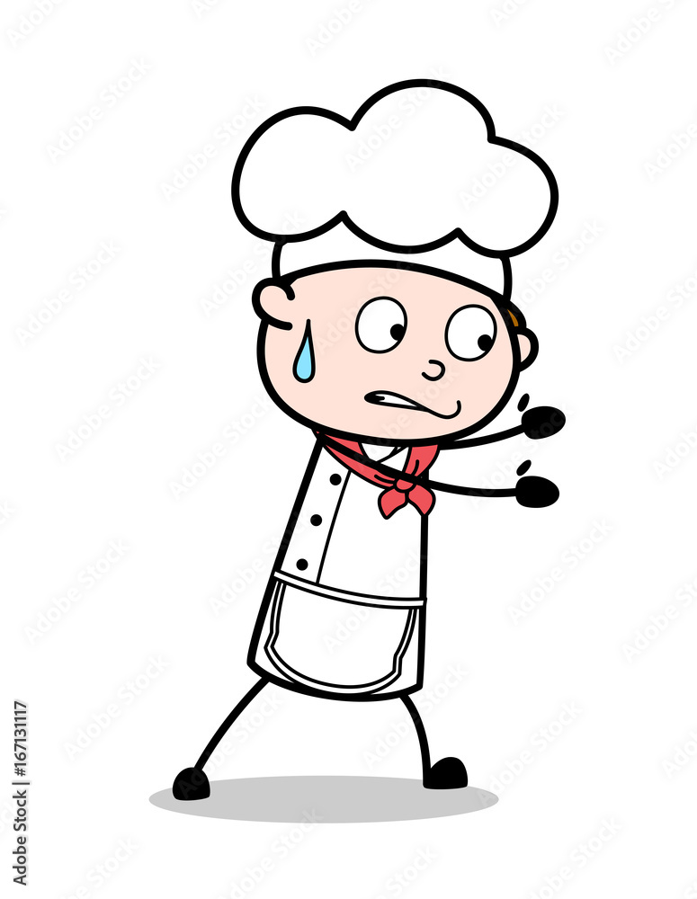 Cartoon Chef Showing Hands and Trying to Catch Vector Illustration Cartoon Chef Showing Hands and Trying to Catch Vector Illustration