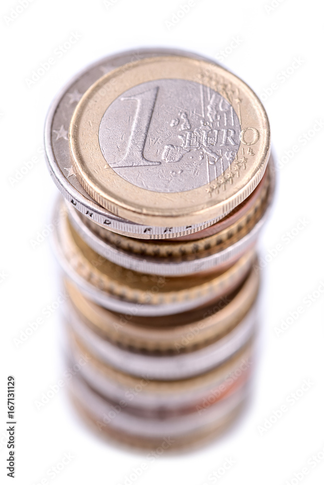 Stack of euro coins isolated on white background Stack of euro coins isolated on white background