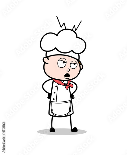 Cartoon Disappointed Chef Expression Vector Illustration