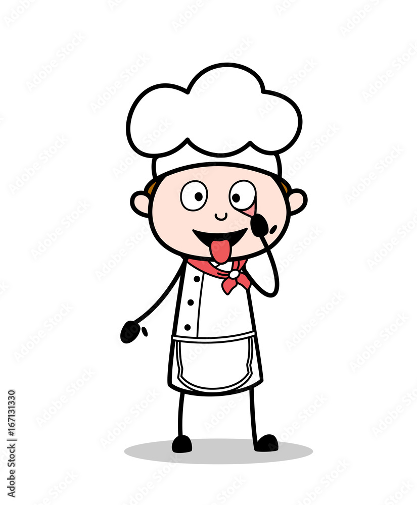 Cartoon Chef Making Funny Face Vector Illustration Stock Vector | Adobe ...