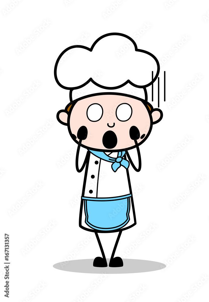 Cartoon Chef Screaming in Fear Face Expression Vector Illustration Cartoon Chef Screaming in Fear Face Expression Vector Illustration