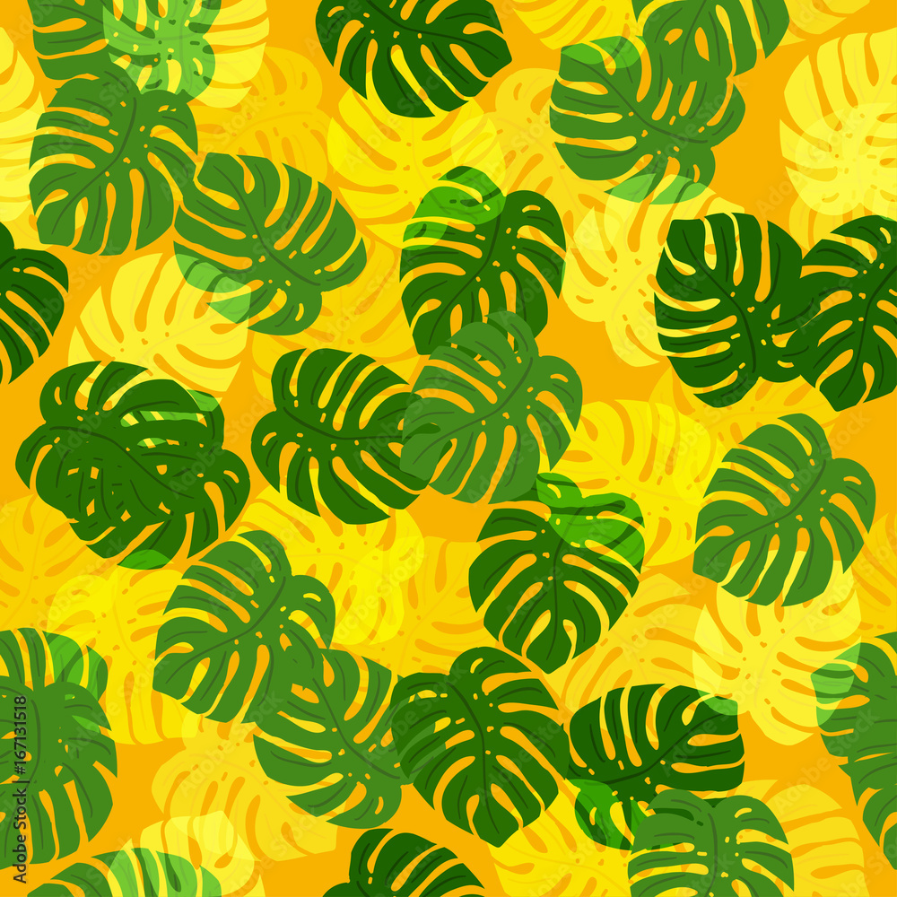 Abstract summer colored seamless patterns With tropical leaves Abstract summer colored seamless patterns With tropical leaves