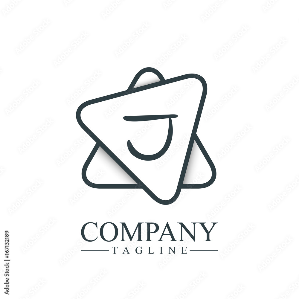 Initial Letter J Double Triangle Design Logo