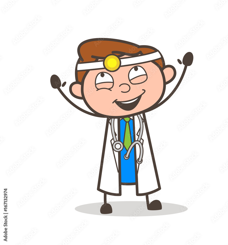 Cartoon Surgeon Laughing Expression Vector