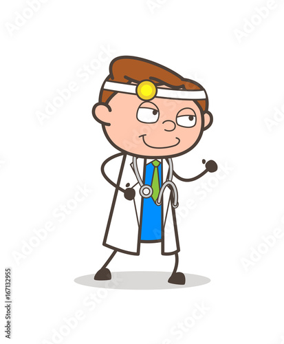 Cartoon Clever Doctor Expression Vector Illustration