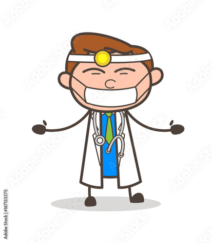 Cartoon Doctor with Pollution Face Mask Vector Illustration