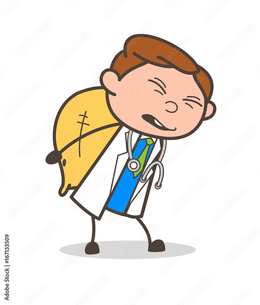 Cartoon Doctor Carrying a Pack of Sack Vector Illustration Cartoon Doctor Carrying a Pack of Sack Vector Illustration