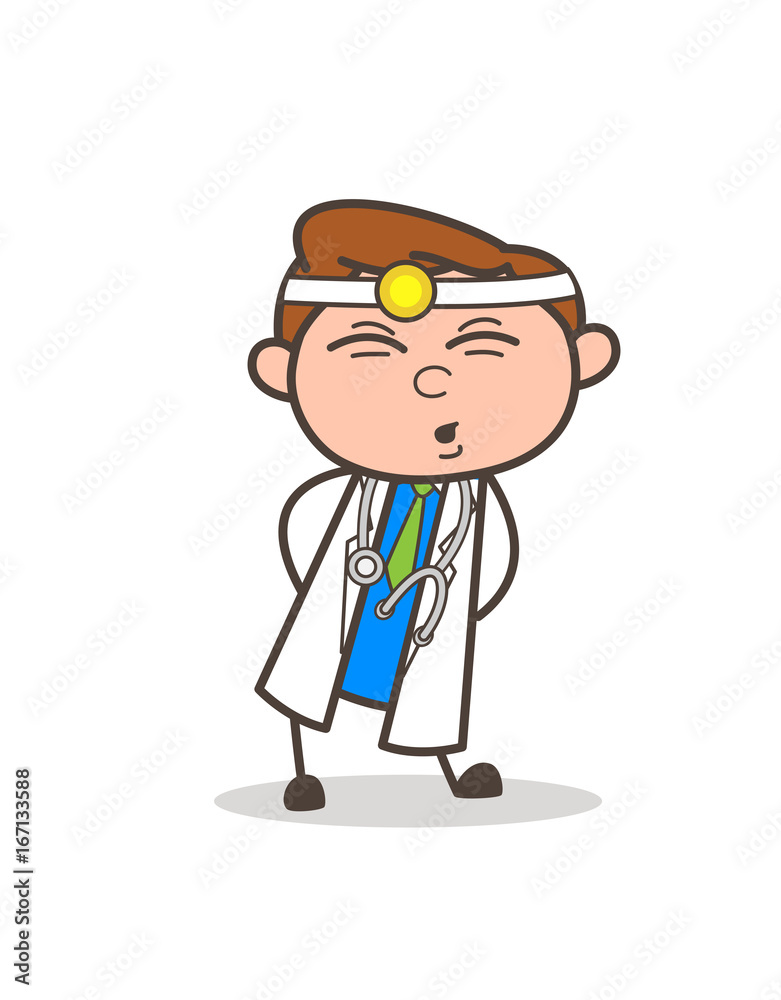 Cartoon Doctor Getting Hurt in Body Vector Concept Cartoon Doctor Getting Hurt in Body Vector Concept