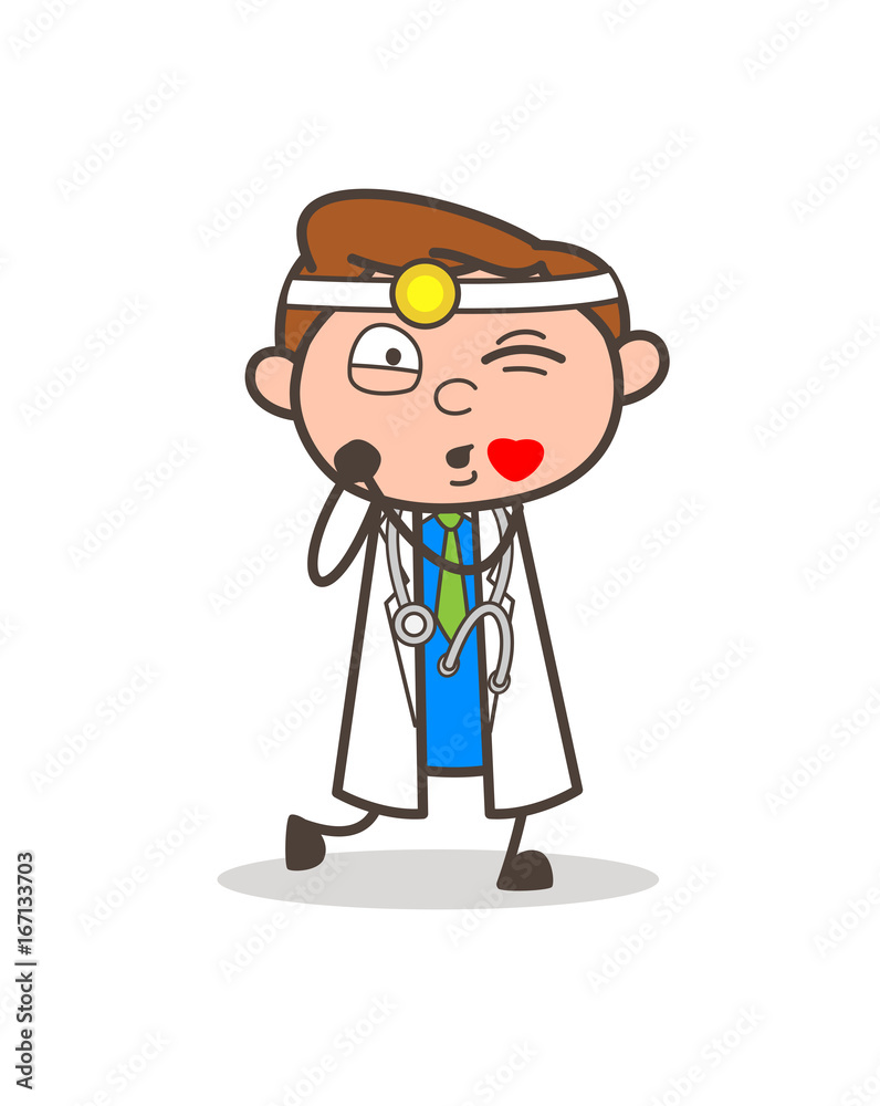 Cartoon Doctor Giving a Flying Kiss Vector Illustration Cartoon Doctor Giving a Flying Kiss Vector Illustration
