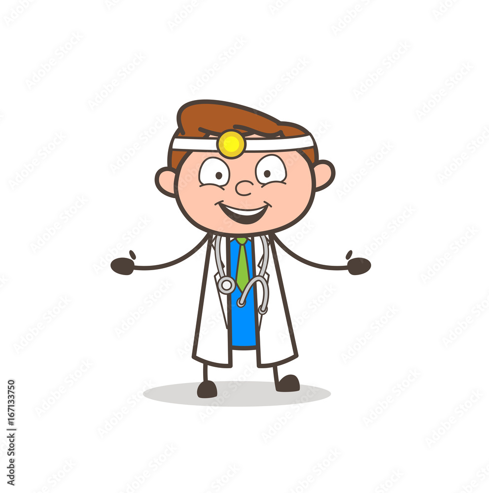Cartoon Doctor in Happy Mood Vector Cartoon Doctor in Happy Mood Vector