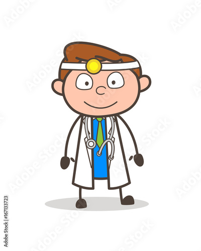 Cartoon Smiling Face of Doctor Vector Illustration