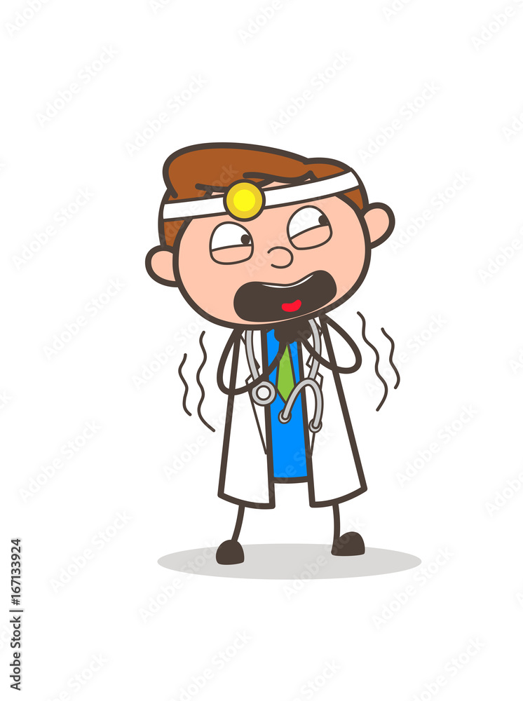 Cartoon Doctor Shaking in Fear Vector Illustration Cartoon Doctor Shaking in Fear Vector Illustration