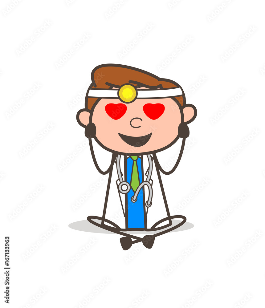 Cartoon Doctor Falling in Love Vector Illustration