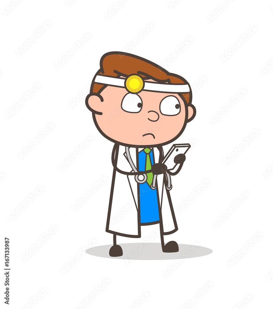 Cartoon Doctor Chatting with Friend on Video Call Vector Concept Cartoon Doctor Chatting with Friend on Video Call Vector Concept