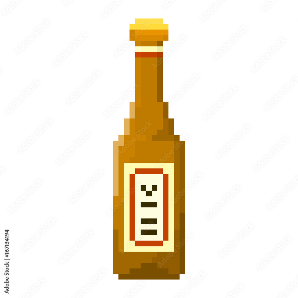 Pixel bottle of beer for games and applications Pixel bottle of beer for games and applications