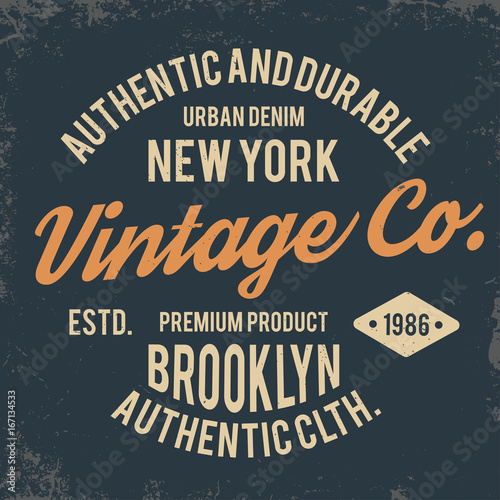 Vintage typography for t shirt print. New York t-shirt graphics with grunge