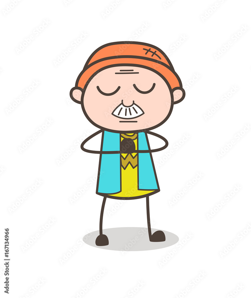 Cartoon Grandpa with Folded Hands Vector Illustration Cartoon Grandpa with Folded Hands Vector Illustration