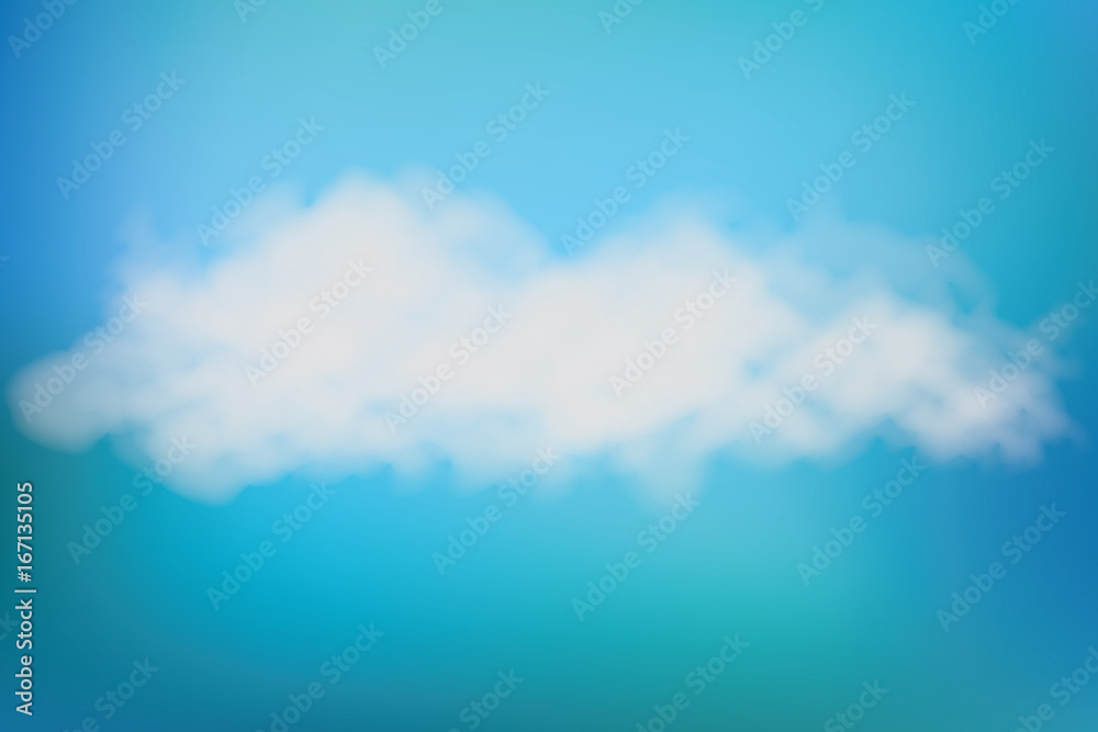Realistic vector image of speech cloud on blue sky