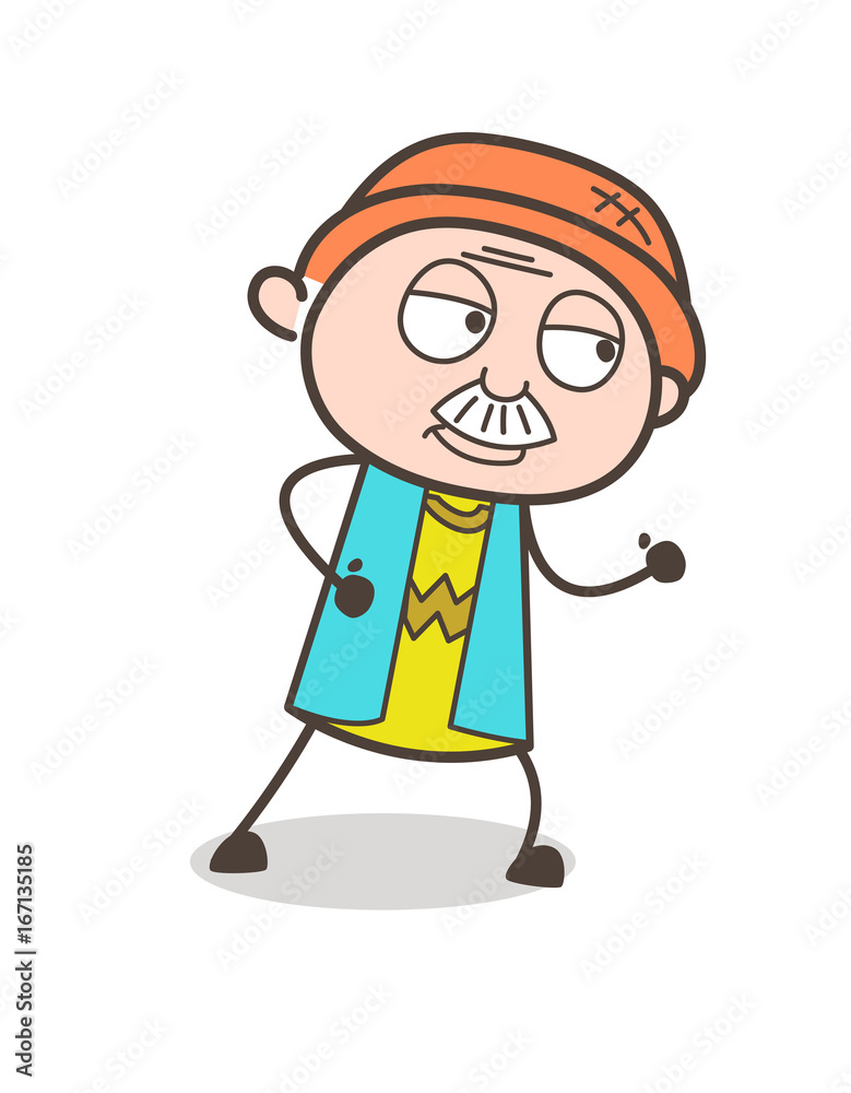 Cartoon Old Guy Running Pose Vector Illustration Cartoon Old Guy Running Pose Vector Illustration